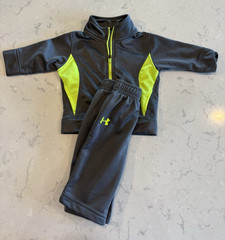 Under Armour Baby 2pc Colorblock Full Zip Jacket & Pants Set Gray/Green 0-3M