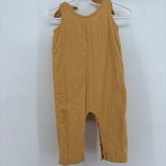 Hanna Andersson Romper Kid 6-12M Mustard Yellow Excellent Cotton Gauze Tie Strap