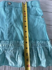 Disney Store Teal Blue Denim Skirt New With Tags Size 8 Flowers & Rhinestones