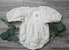 H&M Baby One-Piece Bodysuit White Floral Embroidered Organic Cotton 6-9M