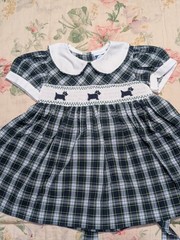 Baby Girl’s Carriage Boutique Hand Smocked Tartan Dog Dress Size 18 Months
