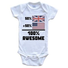 50% British 50% American 100% Awesome Funny United Kingdom Flag Baby Bodysuit