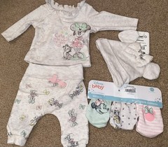 New~Disney Baby Minnie Preemie Welcome Home Set Hat Mittens, 6pc