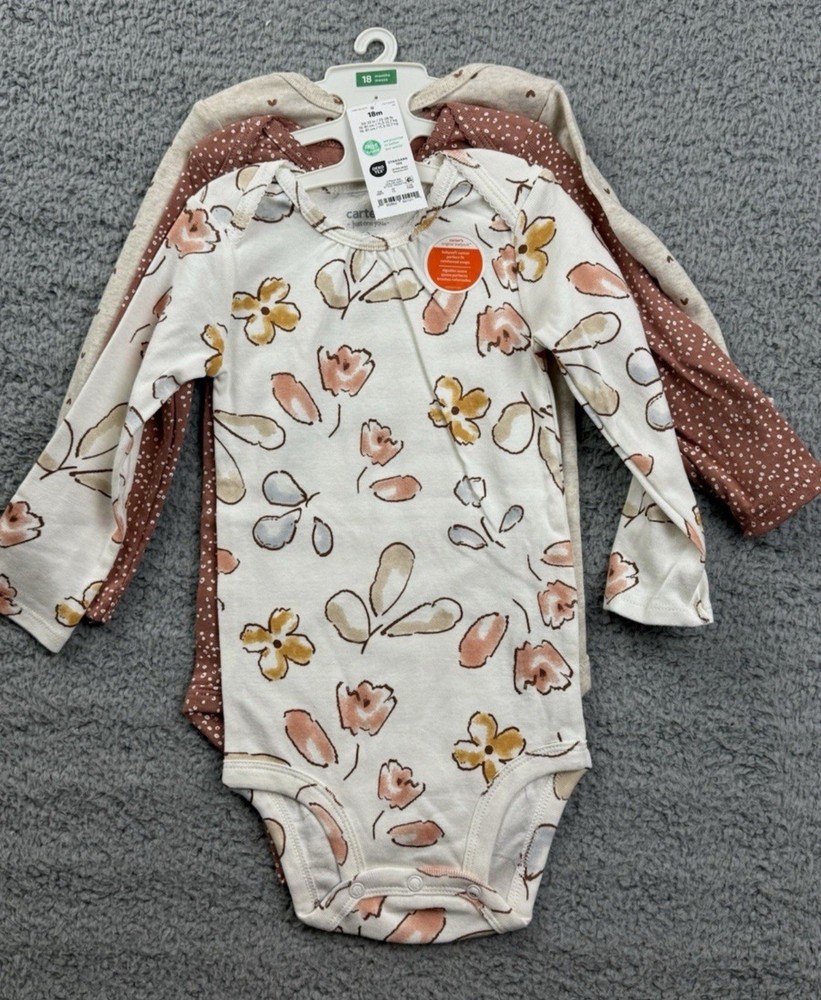 Carter’s Just One You Baby 3pk Long Sleeve Bodysuit Girls’ Size 18 Months