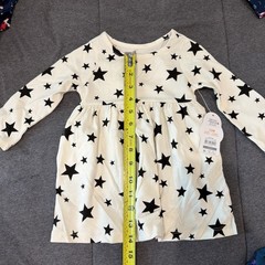 TODDLER GIRL ORGANIC 100% COTTON LONG SLEEVE KNIT DRESS WITH POCKETS SIZE 12M