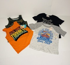 Boys Clothing LOT Size 18 Months 2 Shirts & 2 Tank Tops Cars Camo Airplanes NEW
