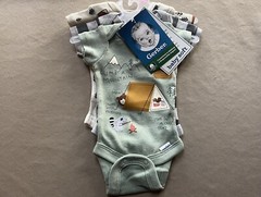 THREE Preemie One-Piece “Camping” Themed Short Sleeve Onesies, New With Tags!