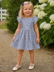 MINI BODEN (2-3Y) Skater Dress-Hearts-COTTON- Cottagecore-Birthday-Blue White