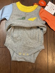 gender neutral dinosaur one piece adaptive clothing orange blue 0-3 months NWT