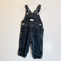 Vintage 90s OshKosh B’gosh Black Wash Denim Tide Tag Collab Overalls 12M
