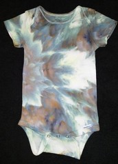 Tan, Gray And Blue Side Gravity Ice Dye Tie Dye Baby Onesie ~ Sz 18M