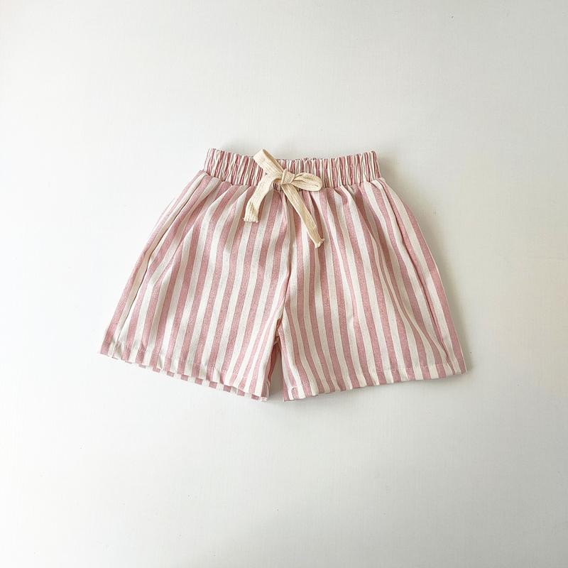 Children’s Clothing Vintage Linen Cotton Stripe Pants Baby Boy Girl Casual Short