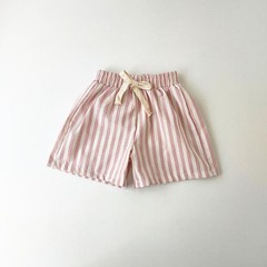 Children’s Clothing Vintage Linen Cotton Stripe Pants Baby Boy Girl Casual Short
