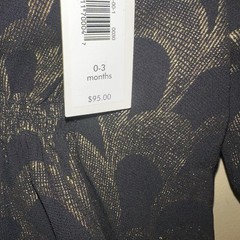 NWT Banana Republic Baby Dress Sz 0-3 Months Black & Gold, Lined w/Bloomers $95!