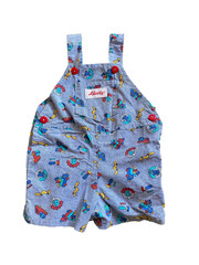 Rare Liberty Printed Overalls Shortalls Romper 9 Months Blue Construction Tools