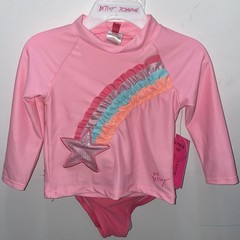 Betsey Johnson Little Girl’s 2-Piece Ruffle Rashguard Swim Set Size 2T