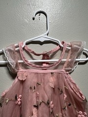 Tulle Dress with Embroidered Flowers In Rose Baby Girl Size 12 Months No Size