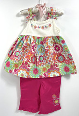 New with tags Nanette Classic Pink Capri Pants and Shirt Set Girls sz 18m