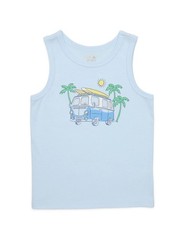 GARANIMALS Toddler Boy Size 18M Surf Van Graphic Jersey Tank Top • Lt Blue