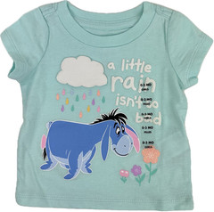 Disney Baby Green Short Sleeve Cotton Glitter Puff Ink Eeyore T Shirt Sz 0-3 MO