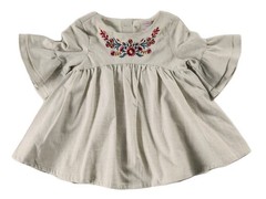 Catherine Malandrino Mini Embroidered Cotton Blend Dress Bell Sleeve Girls 18M