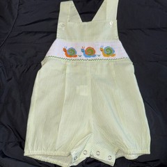 Be Mine Baby’s Size 3 Months Smocked Snails Shortall One Piece Outfit