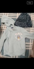 Bluey Unisex Baby Toddler Pullover Hoodie, Blue Fleece, 2t and hat one size