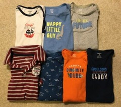 Carter’s Lot of 7 Baby One Piece Bodysuit Short Sleeve Dinosaurs 18 & 24 Months