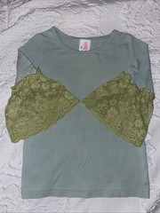 Matilda Jane Girls 2 Top THE Serendipity Green Lace Cuffs Stretch Comfort Tee