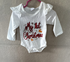 White Christmas “My 1st Christmas” Glitter Long Sleeve Snap Bodysuit 0-3M