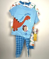 NEW Toddler Boys 4pc Short Sleeve Cotton Snug Fit Ms. Rachel Pajama Set Blue 3T