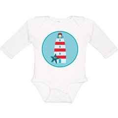 Inktastic Lighthouse Nautical Beach Long Sleeve Creeper Ocean Sea Starfish Cute