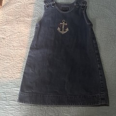 Ralph Lauren Girls 5T Blue Denim Sleeveless A-Line Dress Anchor Embroidery