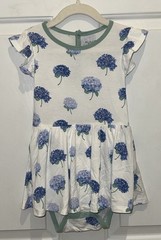 Kyte Baby Bodysuit Twirl Dress In Hydrangea Floral Print Girls 4T 4 Bamboo
