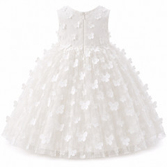 Laurenza’s Toddler Girls Belle White Butterfly Applique Flower Girl Dress