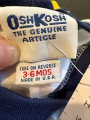 Vintage OshKosh 80’s Navy & White Striped Baby One-Piece Romper. Box YY