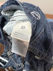 Oshkosh B’Gosh Denim Overalls Blue With Embroidered Footballs size 2T