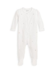 Ralph Lauren ChildrenswearFlower Embroidered Footie Pajamas, White, 9M
