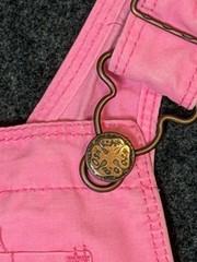 Vintage Oshkosh Overalls 2t Pink Girls Snap Crouch Pockets Side Buttons Straps