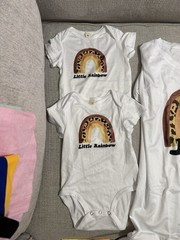 Girls White/Black 3pc Cotton Jersey Outfit Set Ringer Tee & Rainbow Bodysuits 2T