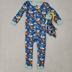 Sleep On It New 24M Chameleon Zipper Sleeper & Lovey Toddler Boy Pajamas Blue