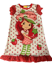 2014 4T Strawberry Shortcake Nightgown Nylon Chiffon Ruffles Toddler Girls Gown