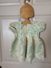 HANDMADE~ Infant Green Yellow White Crochet Dress~ SZ 12-18 M~NEW