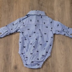 Carter’s Collared Long Sleeve Button Up Blue Striped with Elephant Bodysuit 3M