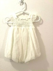 Baby Essentials Baby Girl 1 Pc Romper White Chiffon Hobnob Pink Ribbon 9 Months