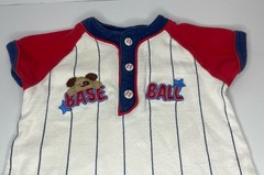 Vtg Pot of Gold Baby Boy Embroidered Baseball One Piece Outfit 3/6M