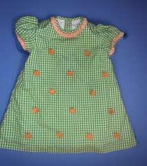 Anavini Hand Smocked Halloween Embroidered Green Check Pumpkin Dress Girls 12M