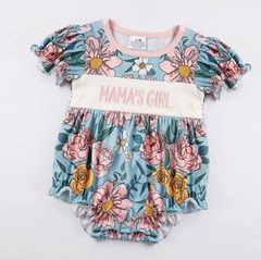 Boutique ‘Mama’s Girl’ Baby Girls Floral Bubble Romper Jumpsuit Mother’s Day