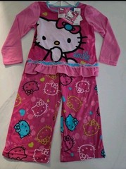 Hello Kitty Girls Pajama Set Size 4 Pink 2-Piece NWT Flame Resistant Top & Pants