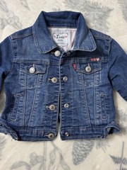 Levi’s Denim Trucker Jacket Girls 18 Months Pink Hearts Ruffle 18M Blue Jean